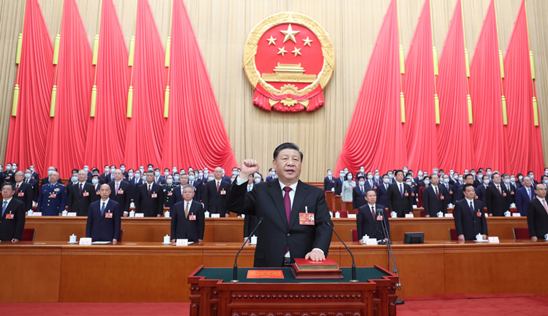 2023年3月10日，習(xí)近平進行憲法宣誓。